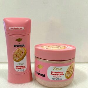 Dove x Crumbl Cookie  Strawberry Crum Cake set. Deodorant and body scrub